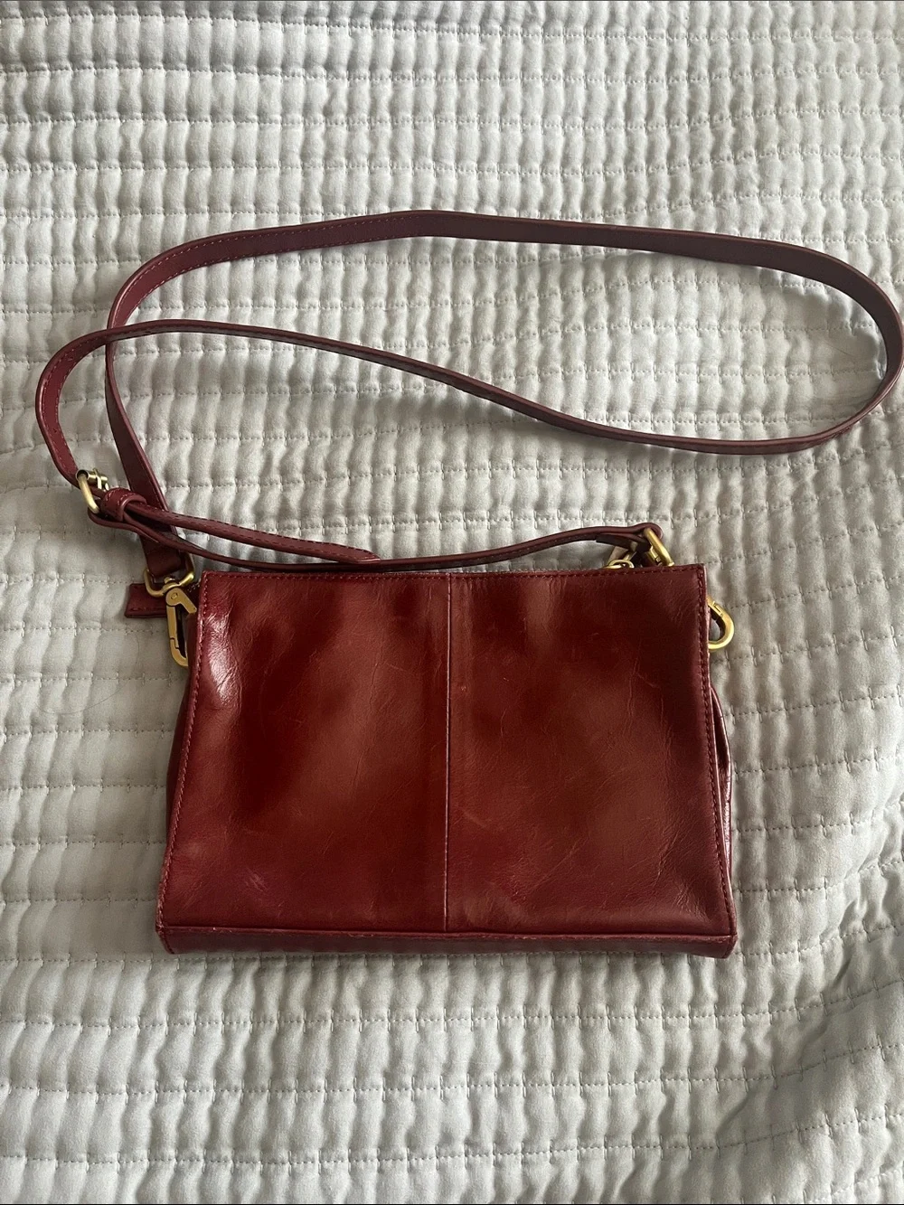 Leather Crossbody Bag in Deep Red
